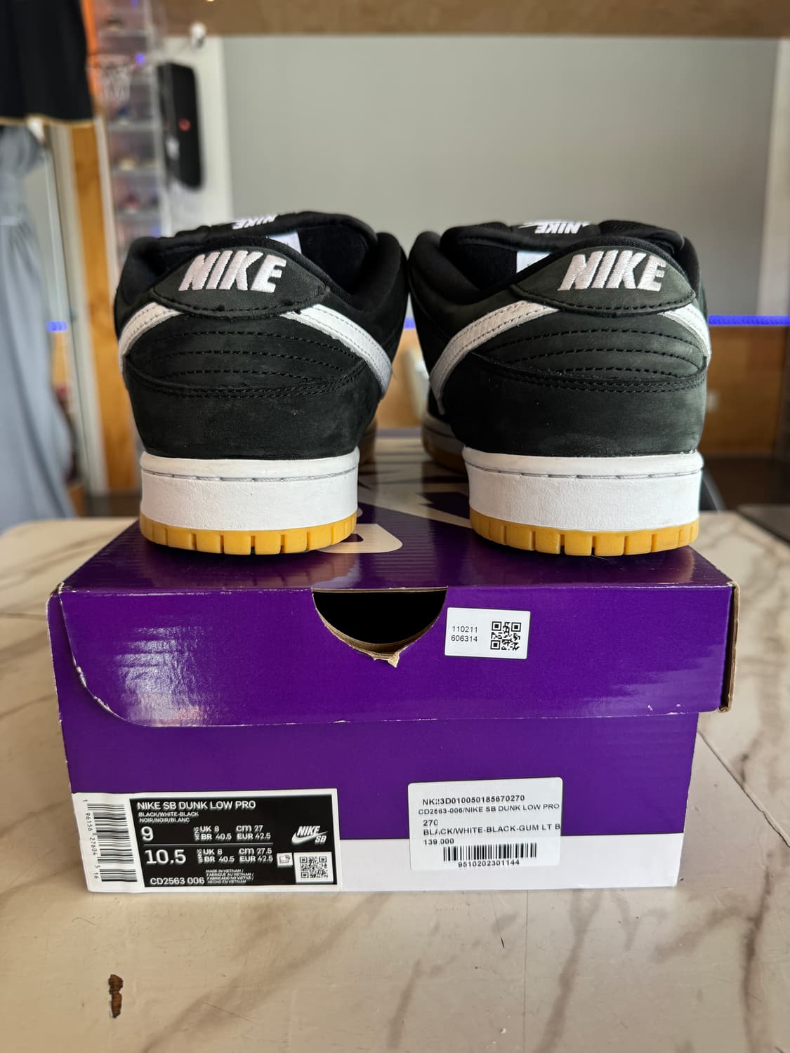 나이키SB 덩크 로우 프로 블랙 화이트 270 팝니다 상품이미지5