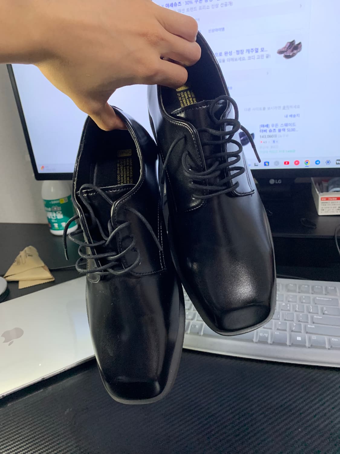 야세 블랙 스퀘어토 더비슈즈 구두 270 새상품 (실착0회) 360도사진 상품이미지6