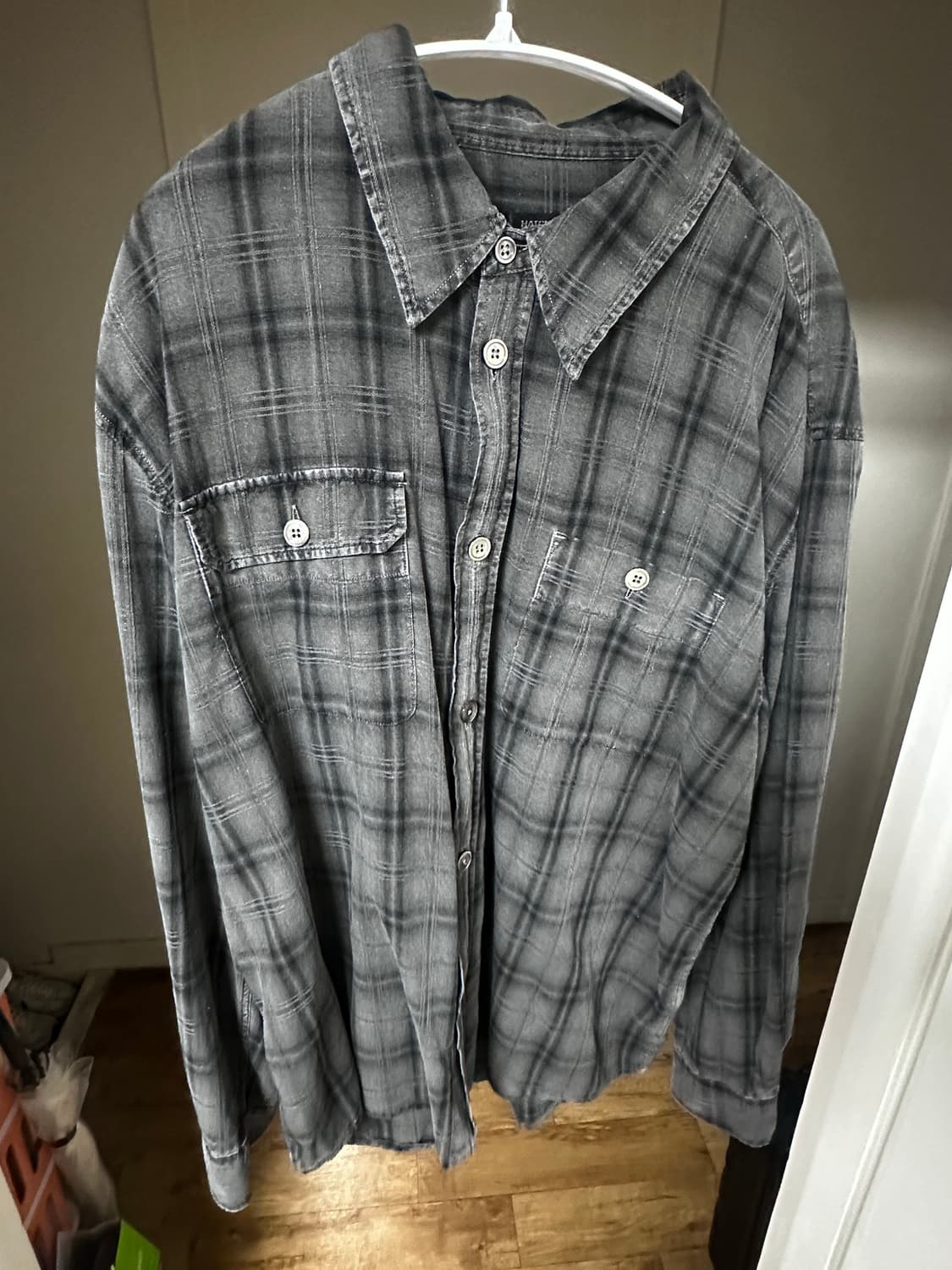 해칭룸 2pk 오버다이드 체크셔츠 그레이 상품이미지4