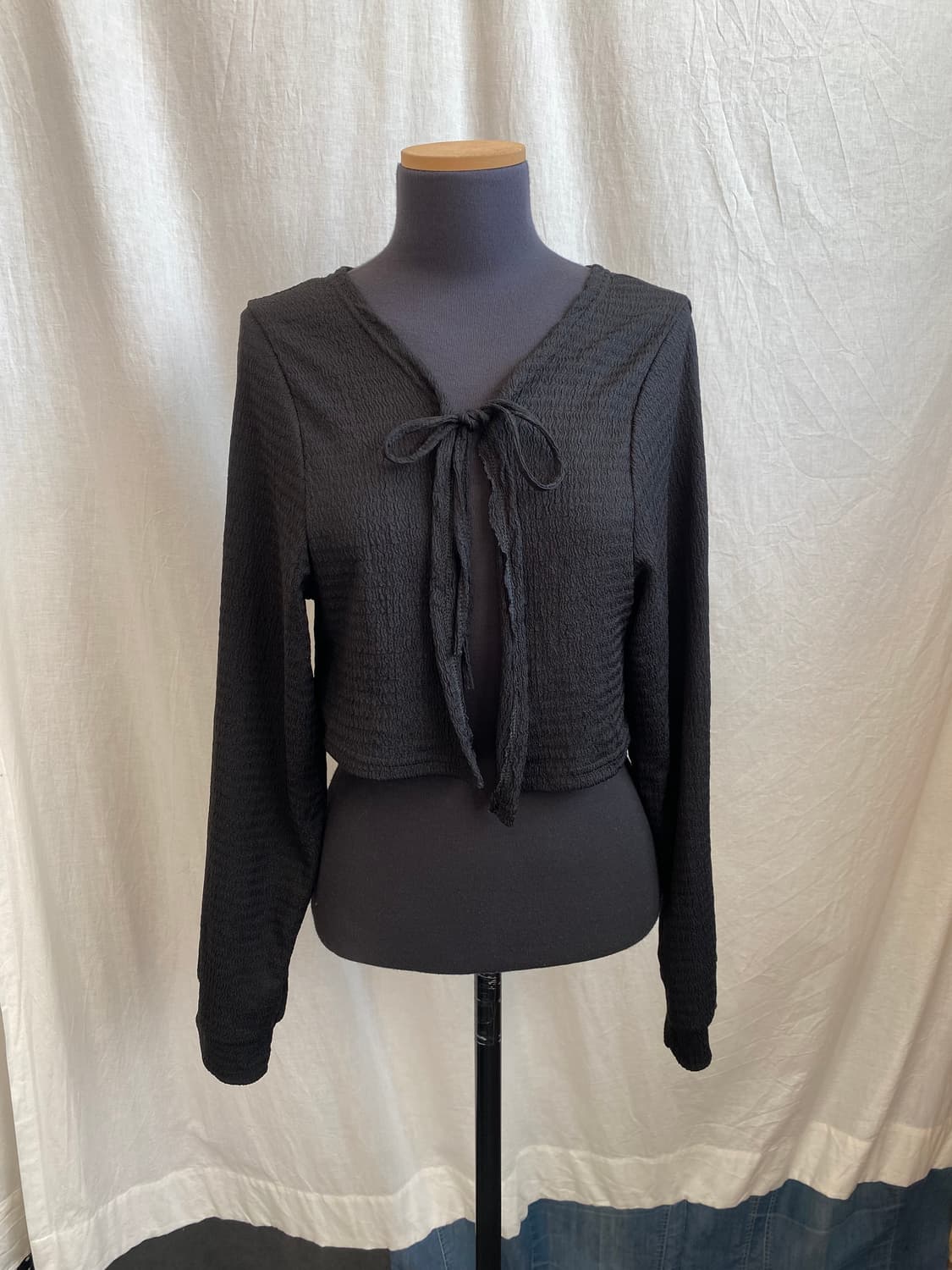블랙 크롭 가디건(M-L) 상품이미지1