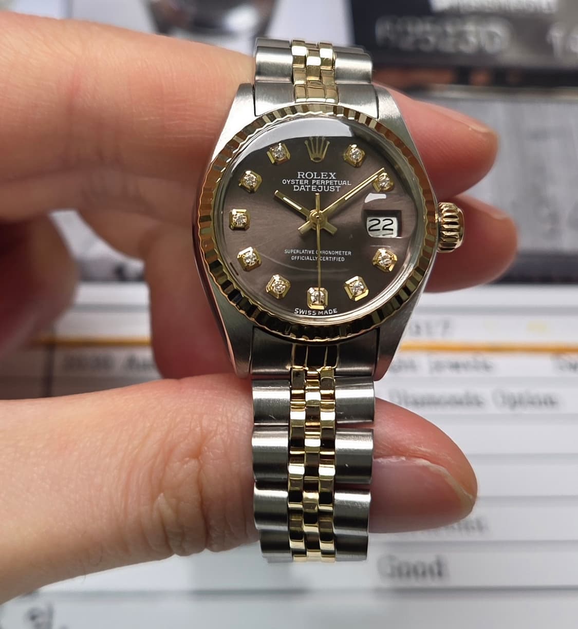 롤렉스 데이저스트 6917 초코판 10P다이아 쥬빌리줄 여성용 (감정서  상품이미지3