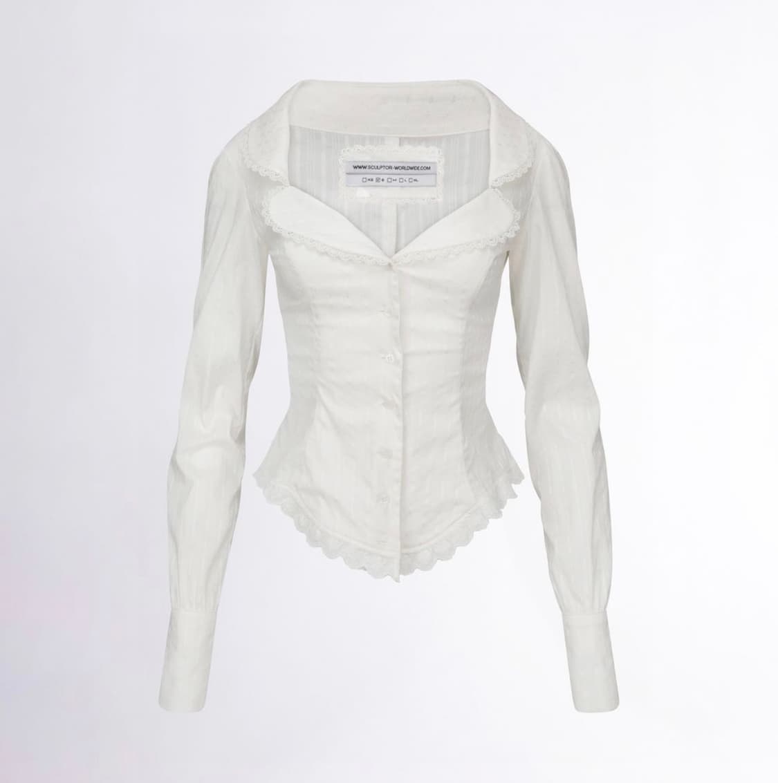 SCULPTOR Clover Leaf Neck Blouse Ivory 상품이미지1