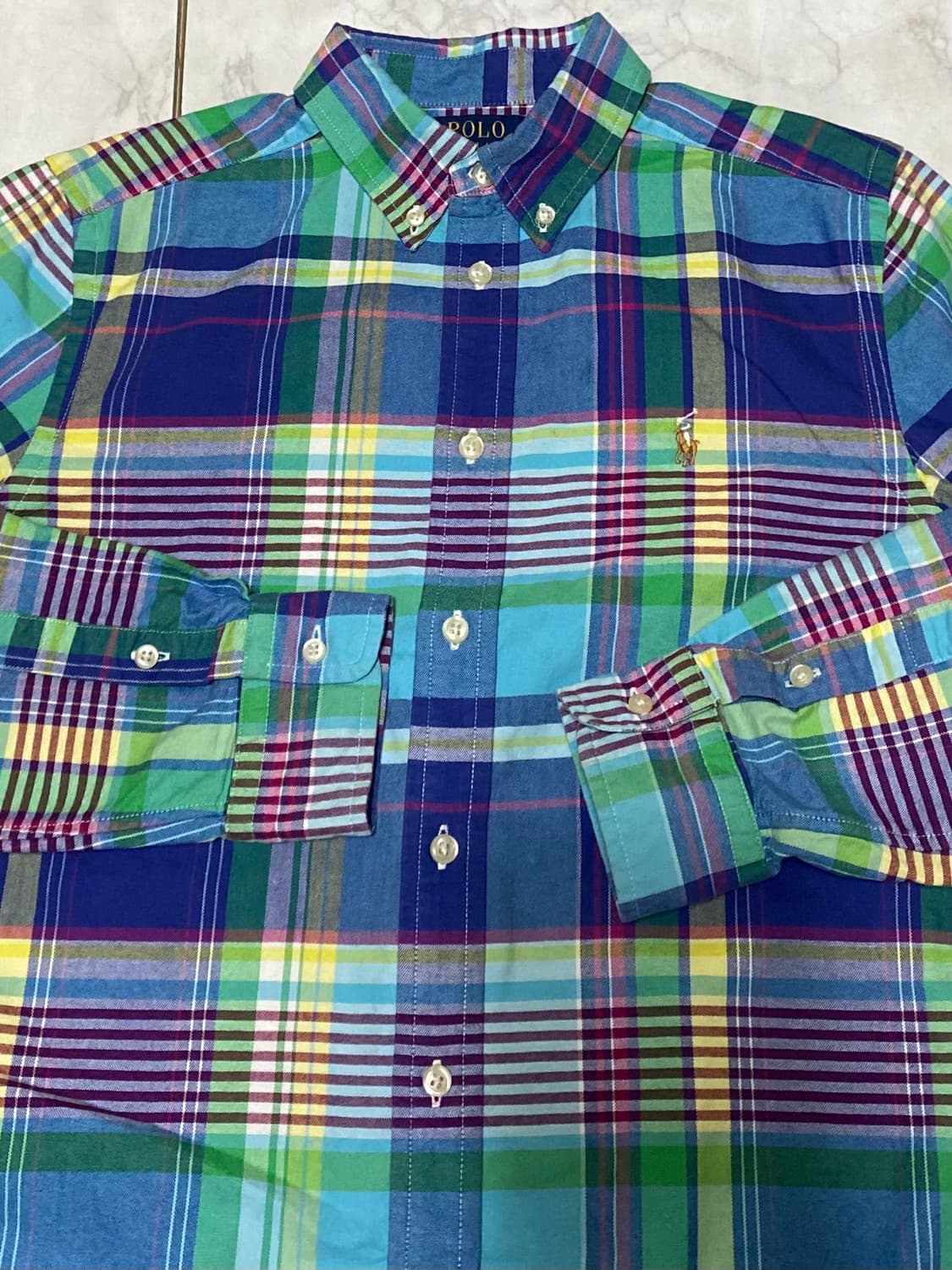 폴로 패치 체크 셔츠 사이즈 여성 100 상품이미지4