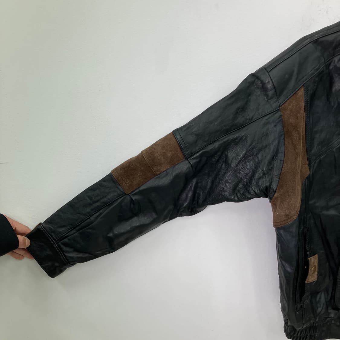 VTG 빈티지 가죽 스웨이드 배색 봄버 자켓 상품이미지6