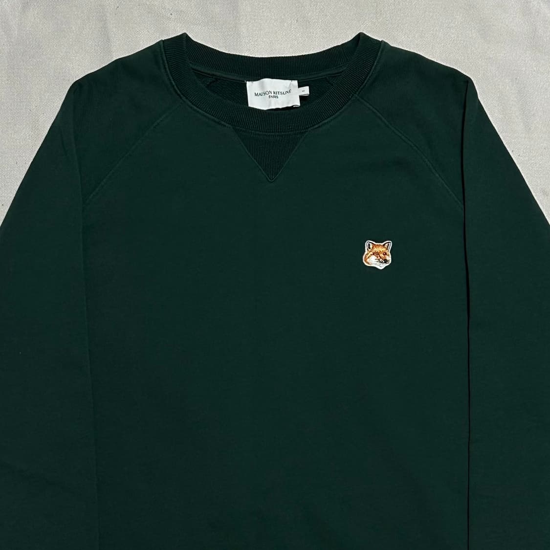 L 메종키츠네 폭스 헤드 패치 그린 맨투맨 상품이미지1