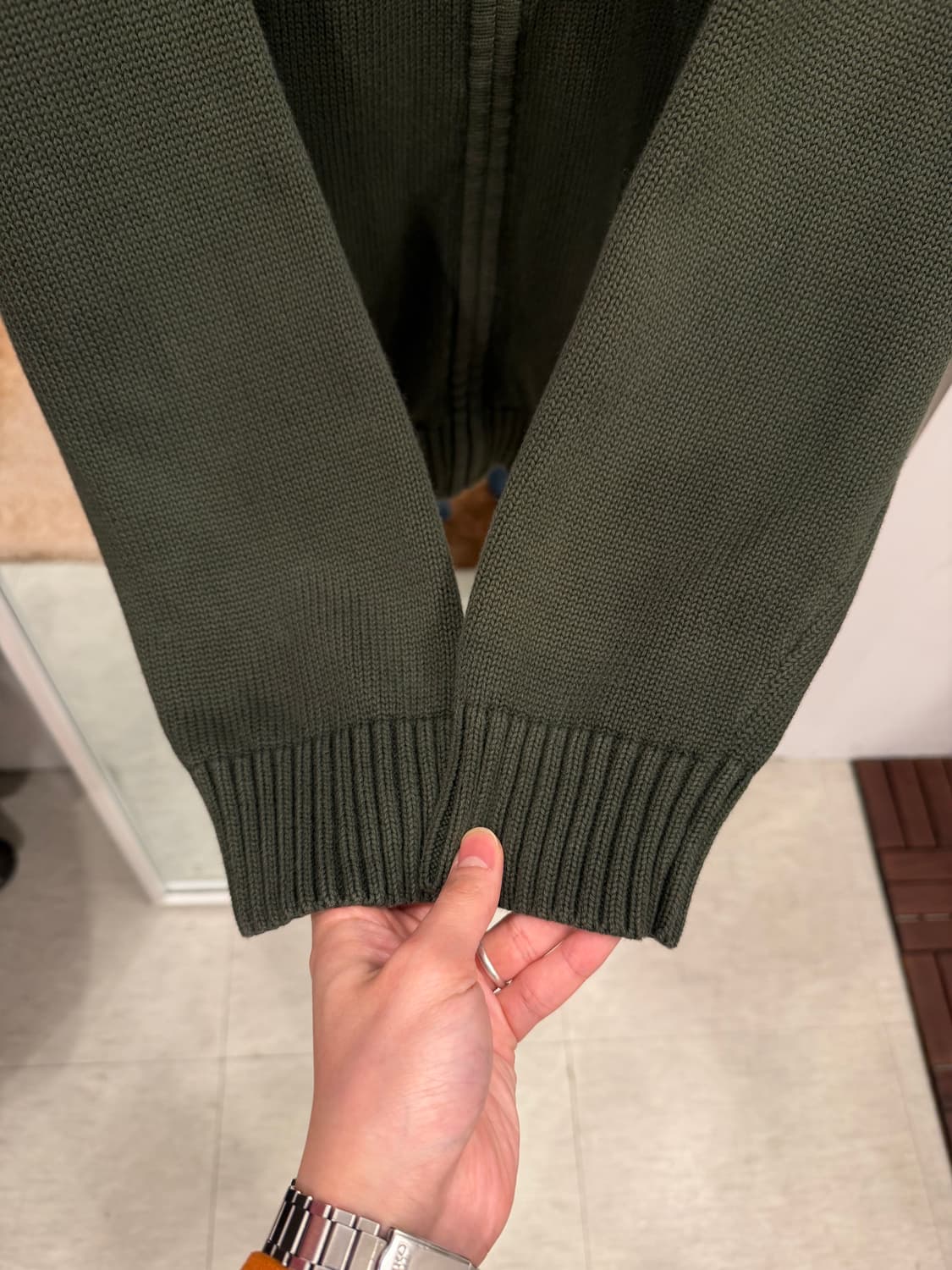 00s L.L.Bean 엘엘빈 코튼 니트 집업 (khaki) 상품이미지6