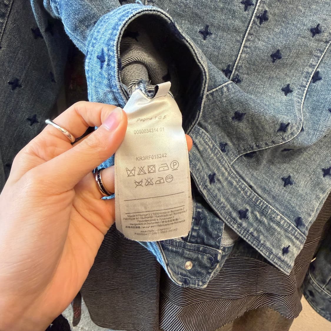 스텔라 맥카트니 크롭 데님 자켓 십자 자수 패턴 디테일 슬림핏 블루 상품이미지6