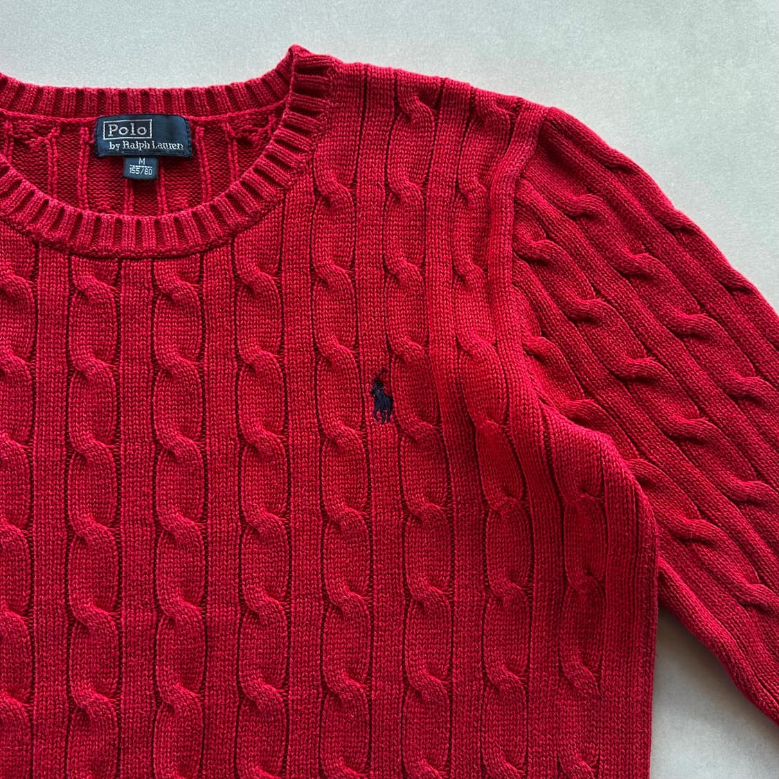[XS]폴로 랄프로렌 꽈배기 니트 스웨터 레드 상품이미지3