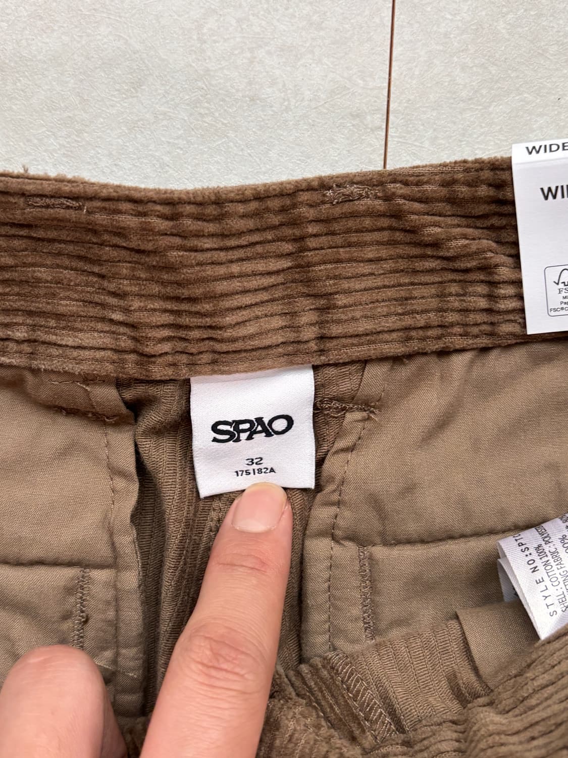 스파오 와이드 코듀로이 팬츠 32 브라운 새상품 상품이미지3