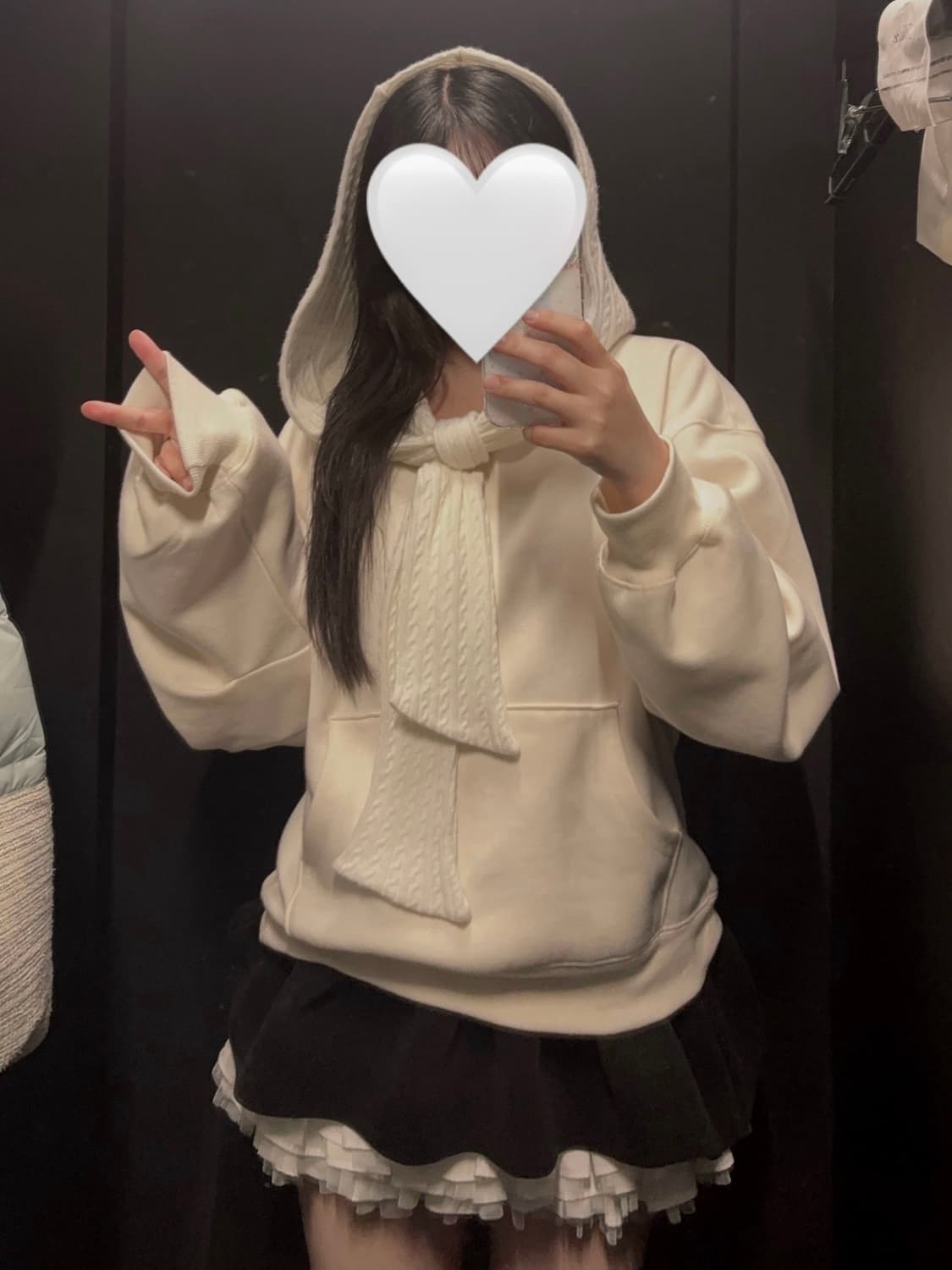 (12/16 예약배송)더티스Thetis 리본 오프숄더 후드 크림 상품이미지2