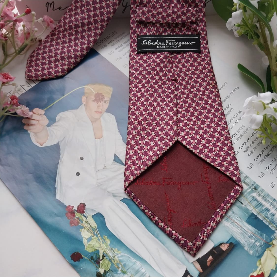 살바토레 페라가모 코끼리 모티브 넥타이 8.9cm A~B등급 K2176 상품이미지8