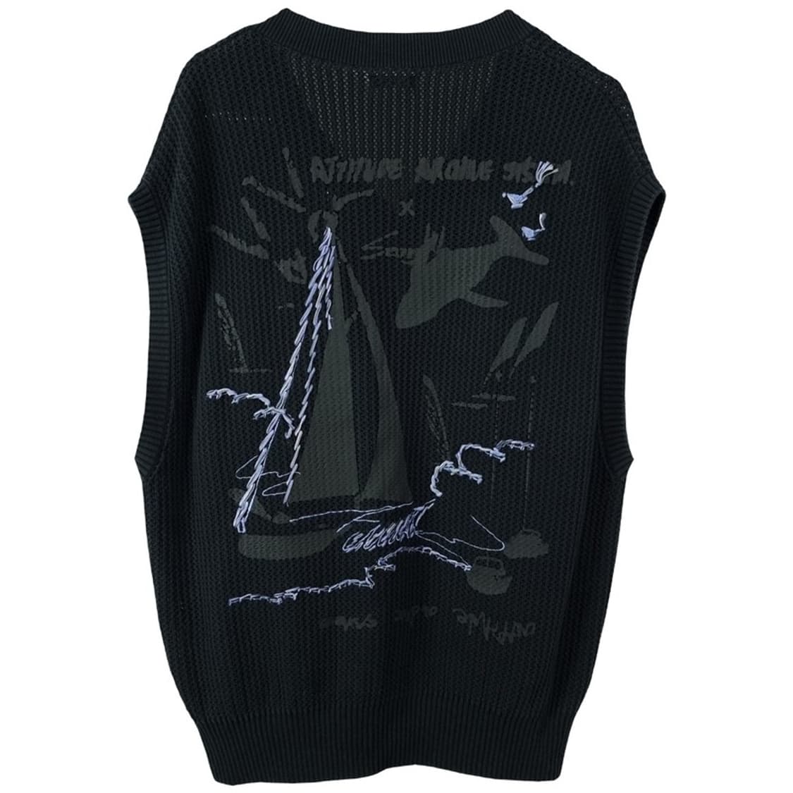 [시스템] 22 F/W 그래픽 자수 오버핏 니트 베스트 조끼 M19960 상품이미지3