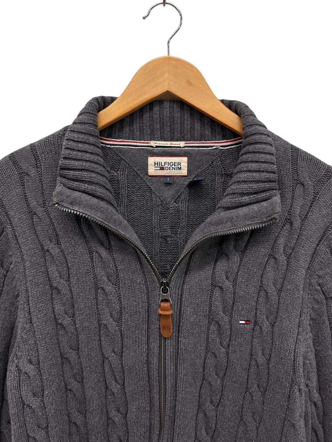 타미힐피거 꽈배기 니트집업 웜그레이 (L) 상품이미지4