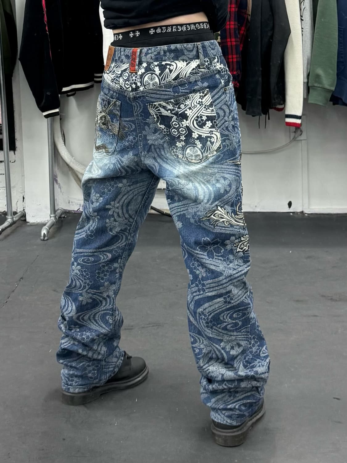 카라쿠리 타마시 오리엔탈 자수 데님팬츠 상품이미지5