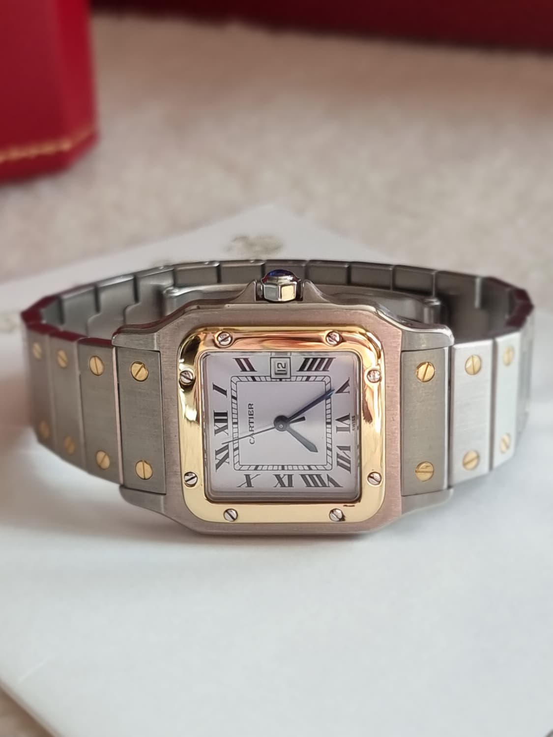 까르띠에 산토스 까레 18K 콤비 라지 오토메틱 시계 상품이미지6