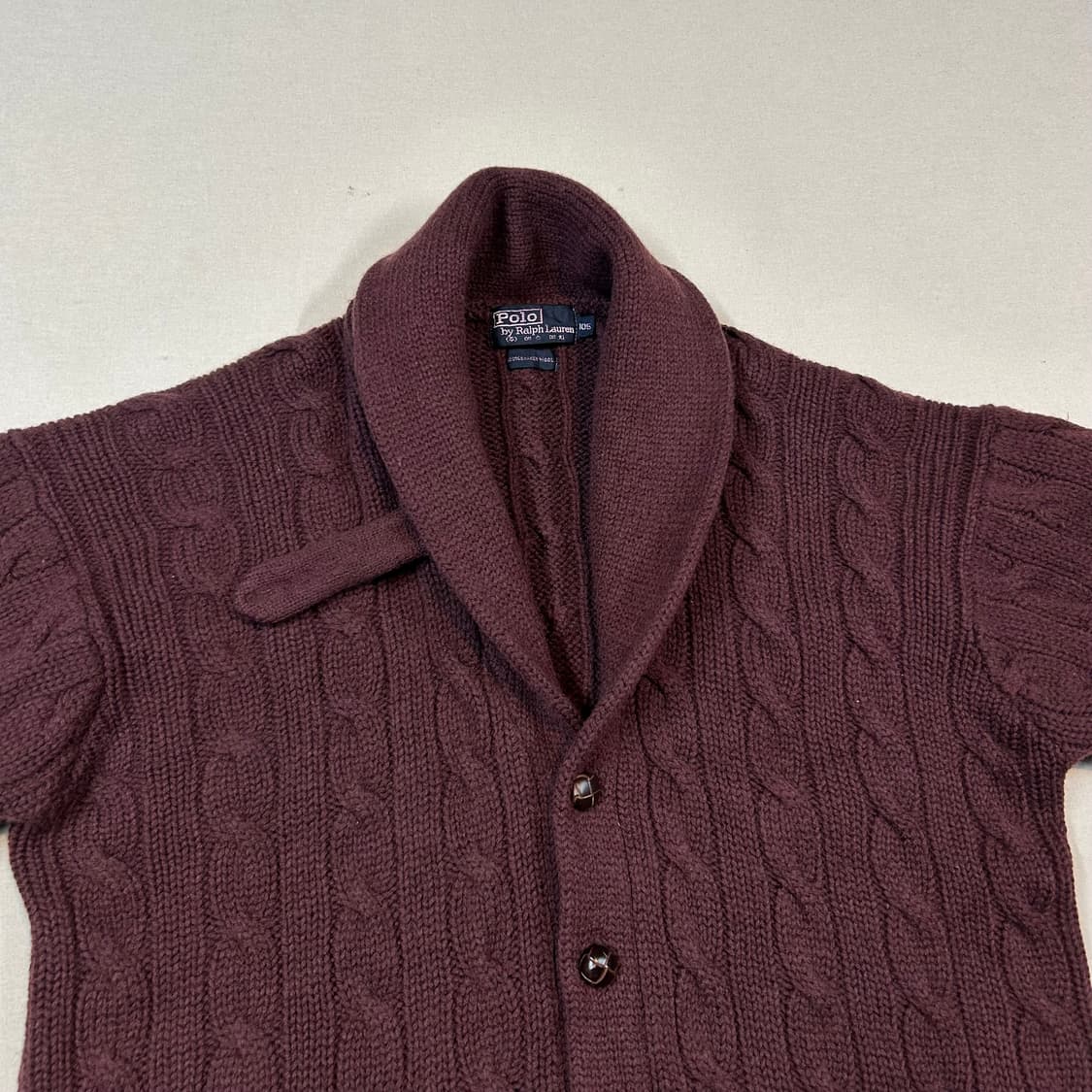 XL) 폴로 랄프로렌 80s 숄카라 울 케이블 니트 가디건 상품이미지5