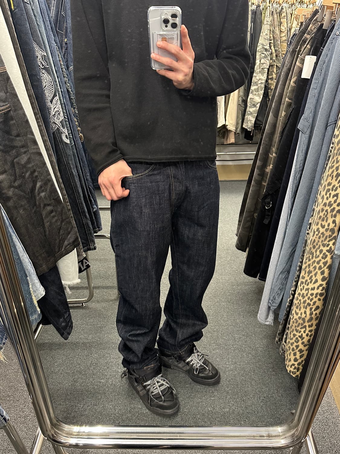 30) evisu x prohibit 셀비지 흑청 데님팬츠 상품이미지2