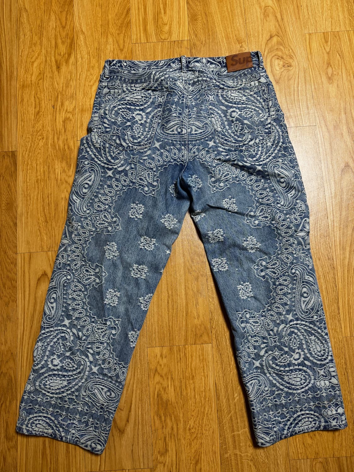 34)슈프림 자카드 반다나 배기진 블루 상품이미지7