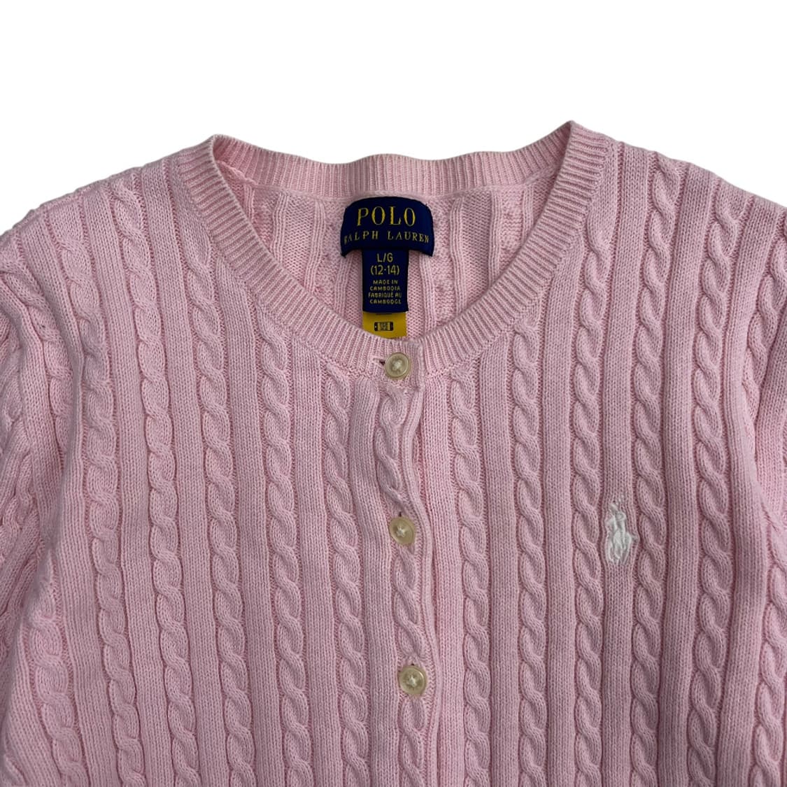 폴로 랄프로렌 화이트포니 딸기맛 꽈배기 버튼 니트 L 상품이미지4