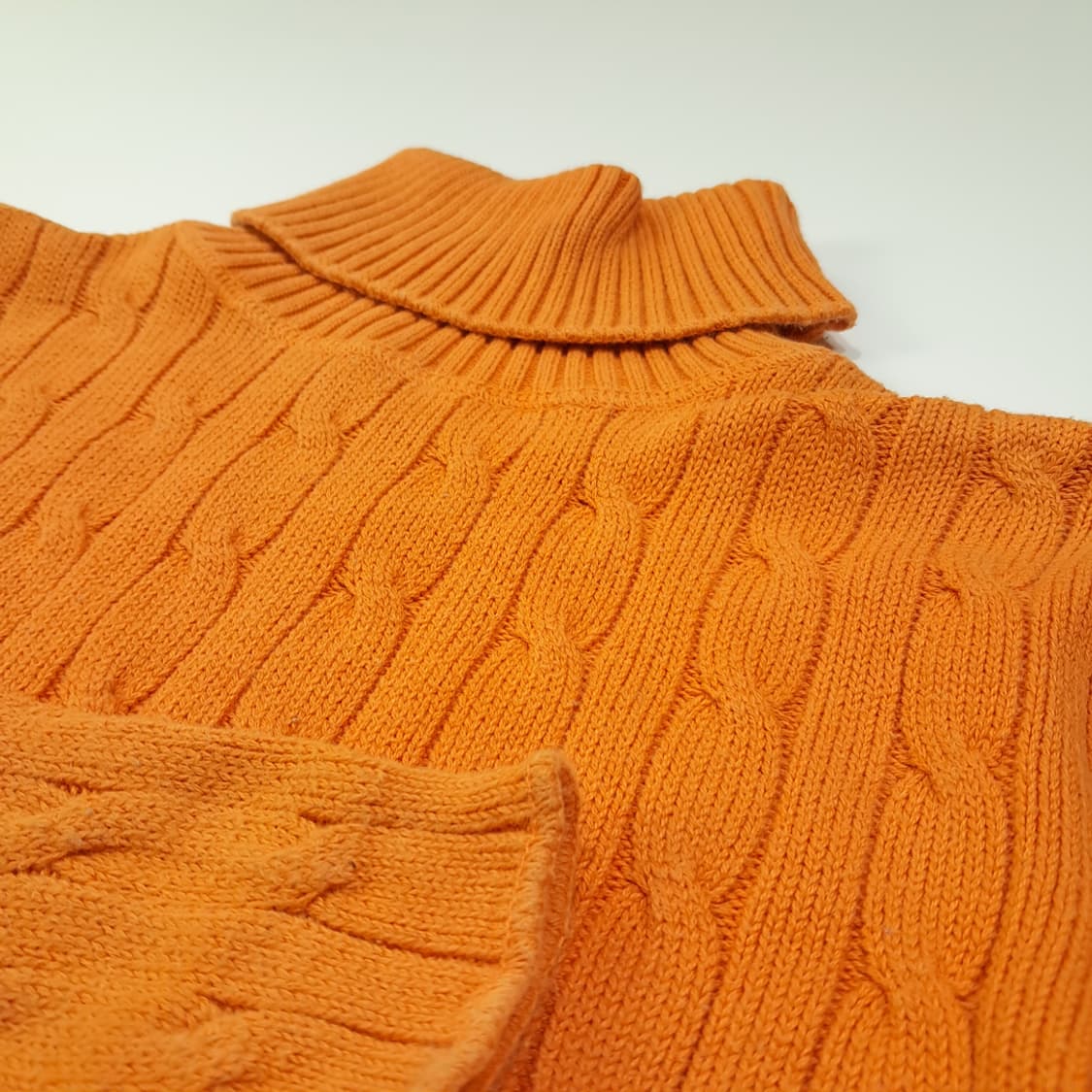 CL414 L 폴로 90s 홍콩판 케이블 오렌지 터틀넥 니트 스웨터 상품이미지4