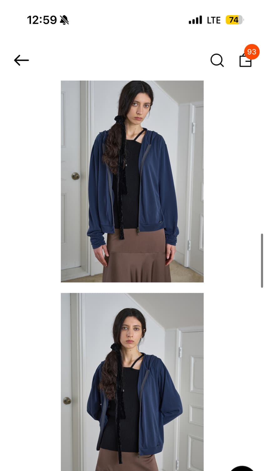 Shirring Sleeves Hoody Ash Navy 0사이즈 상품이미지1