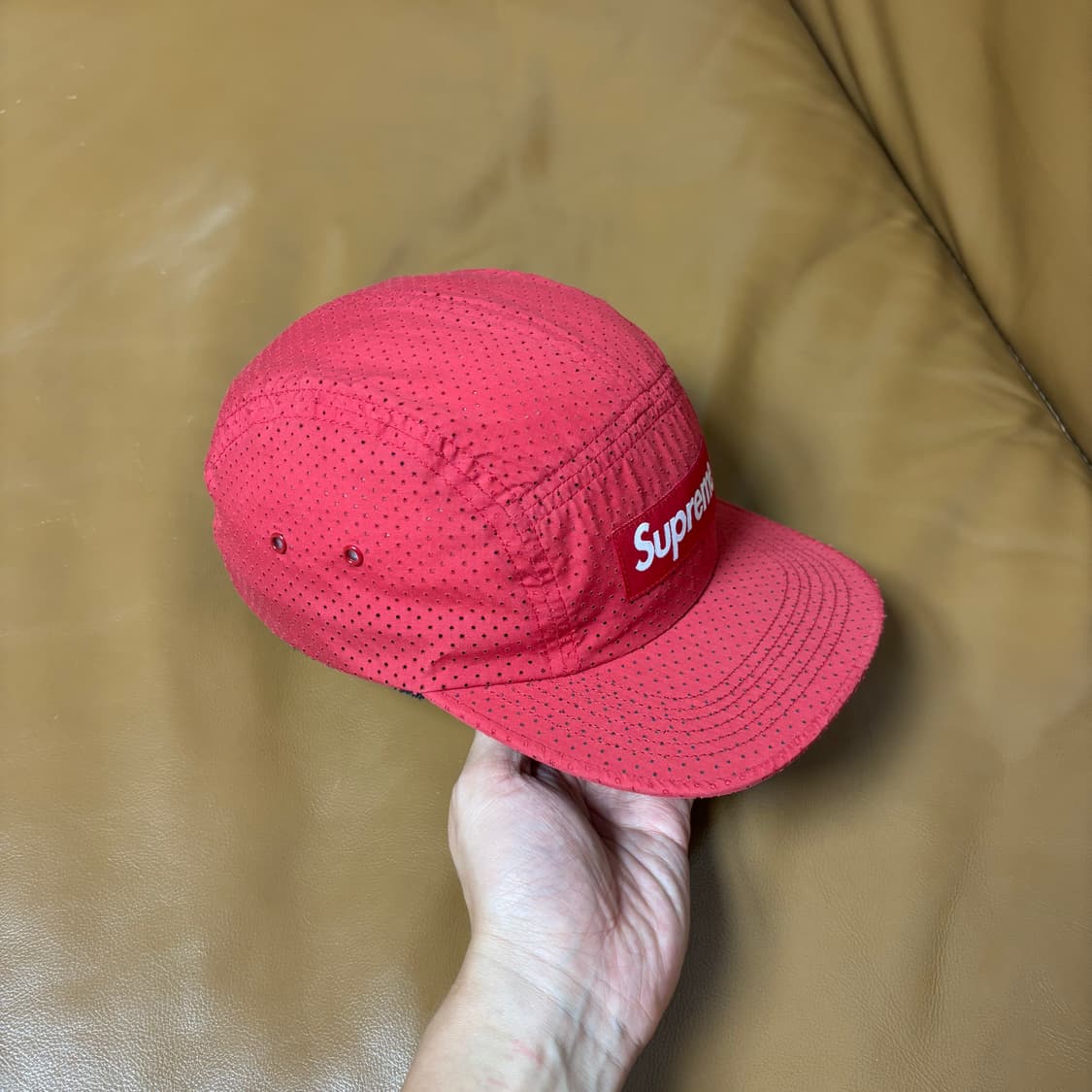 Supreme 슈프림 펀치드 레드 캠프캡 모자 (Punched Red) 상품이미지3