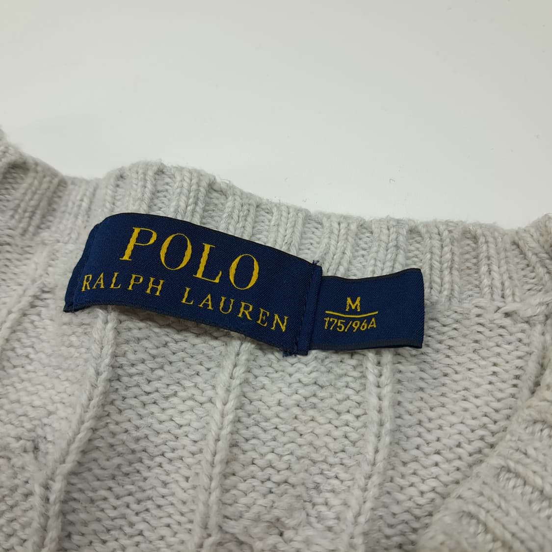 CL042 M 폴로 랄프로렌 아이스 그레이 시그니처 케이블 코튼 니트 상품이미지3