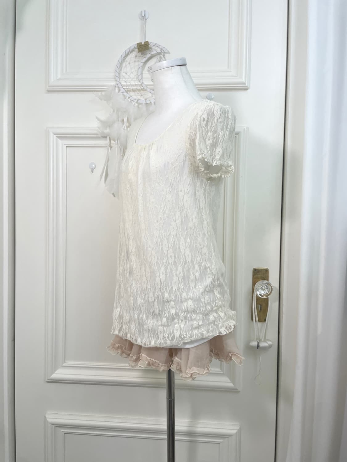 AXES FEMME beige crochet bow point knit 상품이미지8