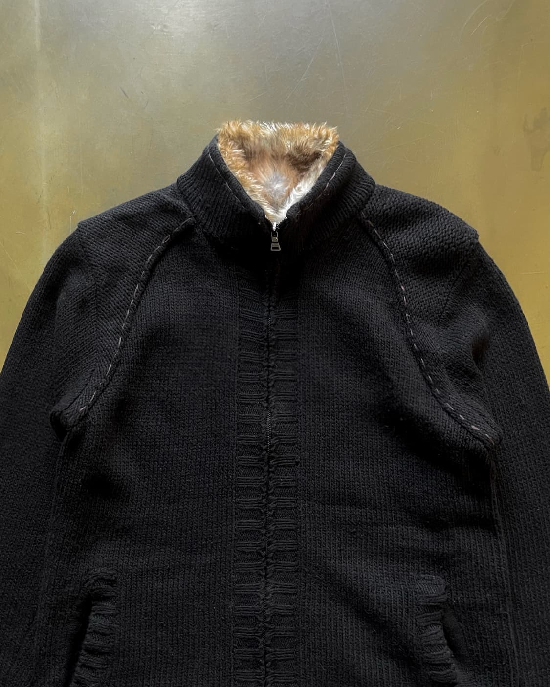 Mind Bridge Fur Trimming Knit Zip-up 상품이미지5