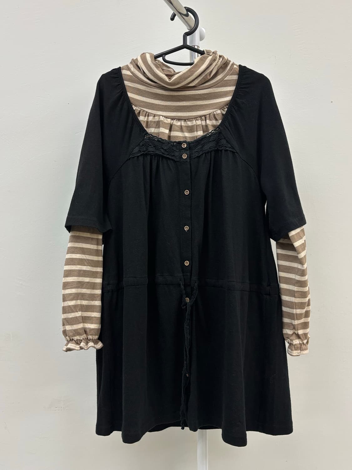 빈티지 모리 원피스 롱슬리브 레이어드 코디 세트 상품이미지1