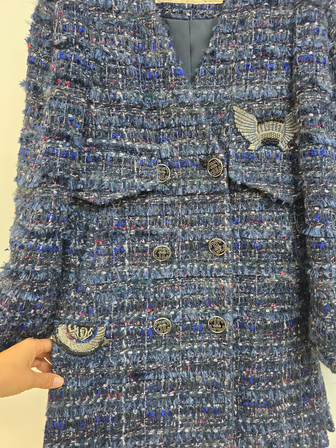 한섬 타임 화사한 색감 도톰 노카라 트위드자켓 상품이미지7