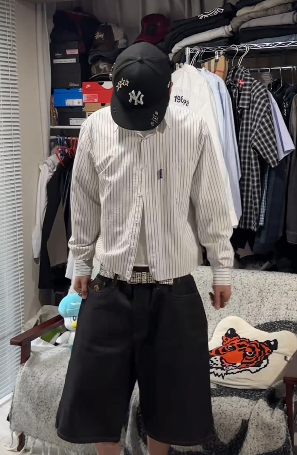 (예약중)Antimid 배기 버뮤다 데님 상품이미지1