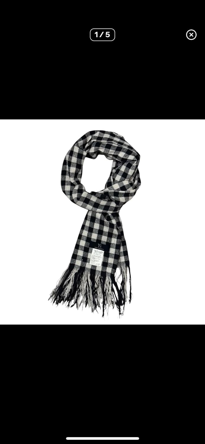 요지야마모토 실크 체크 스톨 머플러 상품이미지1