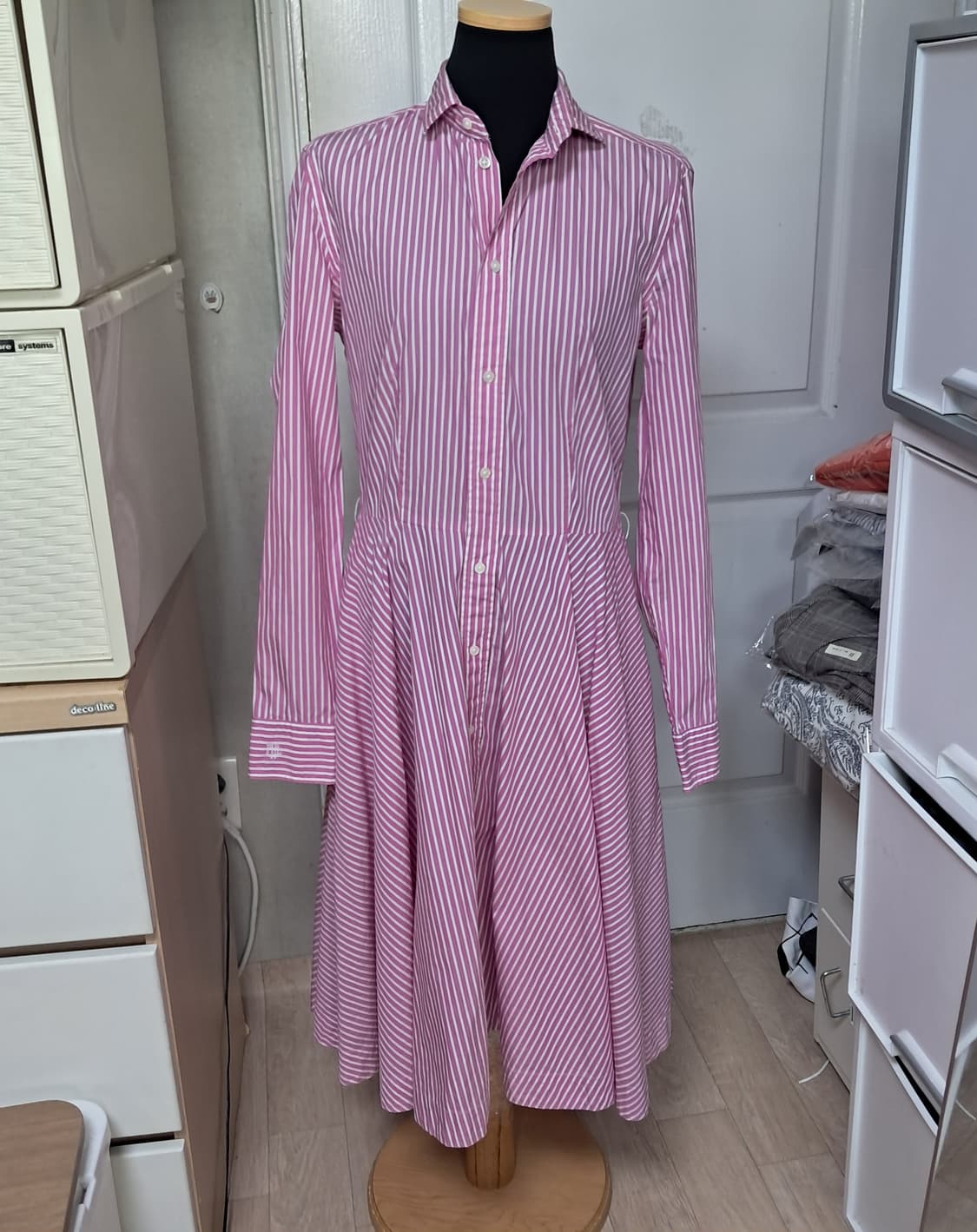 폴로 랄프로렌 핑크 스트라이프 셔츠 원피스 6사이즈 상품이미지1