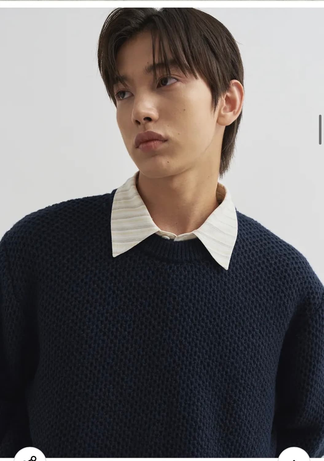 (XL) 드로우핏 와플 텍스쳐 라운드 풀오버 니트 [NAVY] 판매 상품이미지6