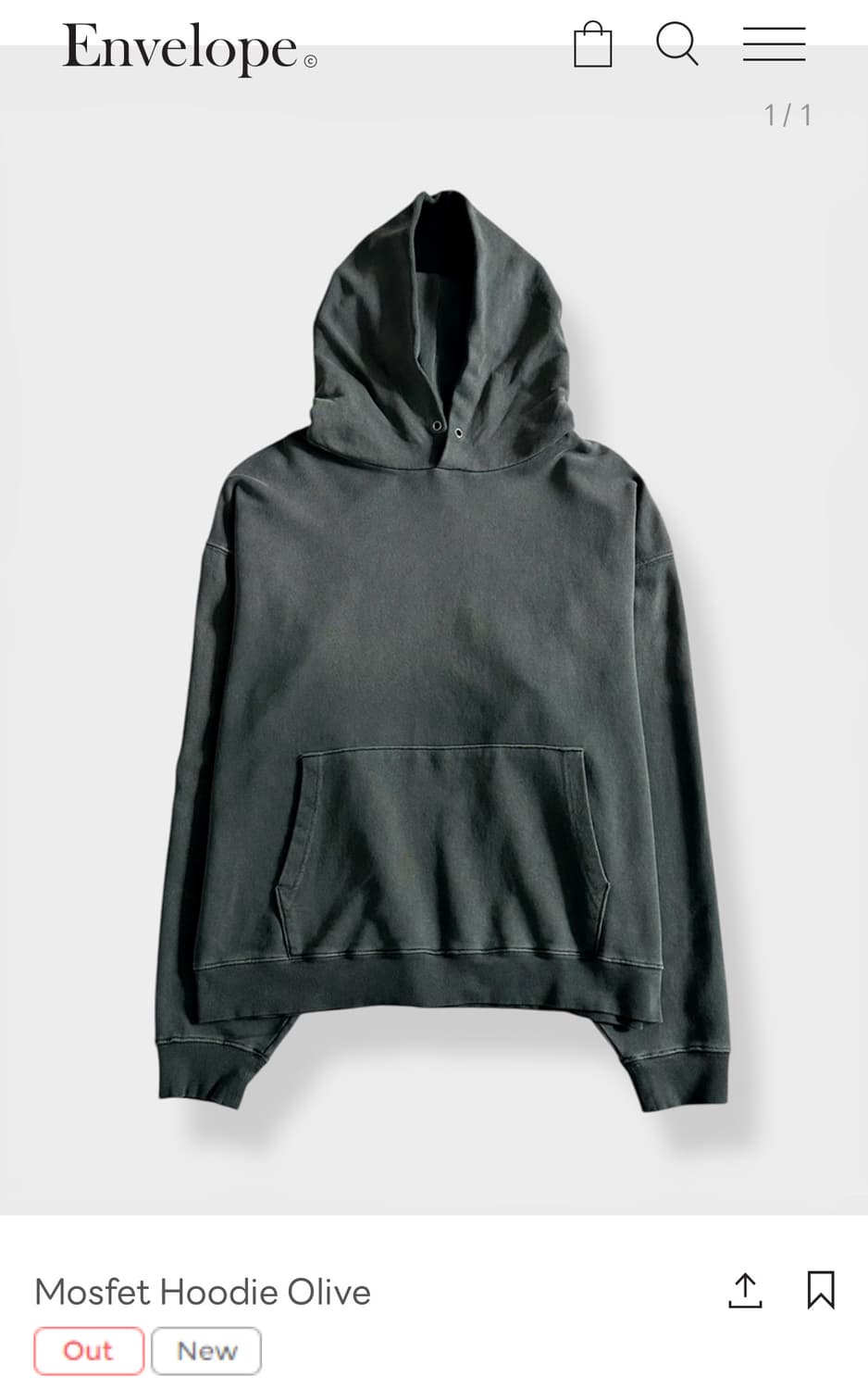 Envelope 엔벨로프 모스펫 후디 2사이즈 택달린 새제품 상품이미지1