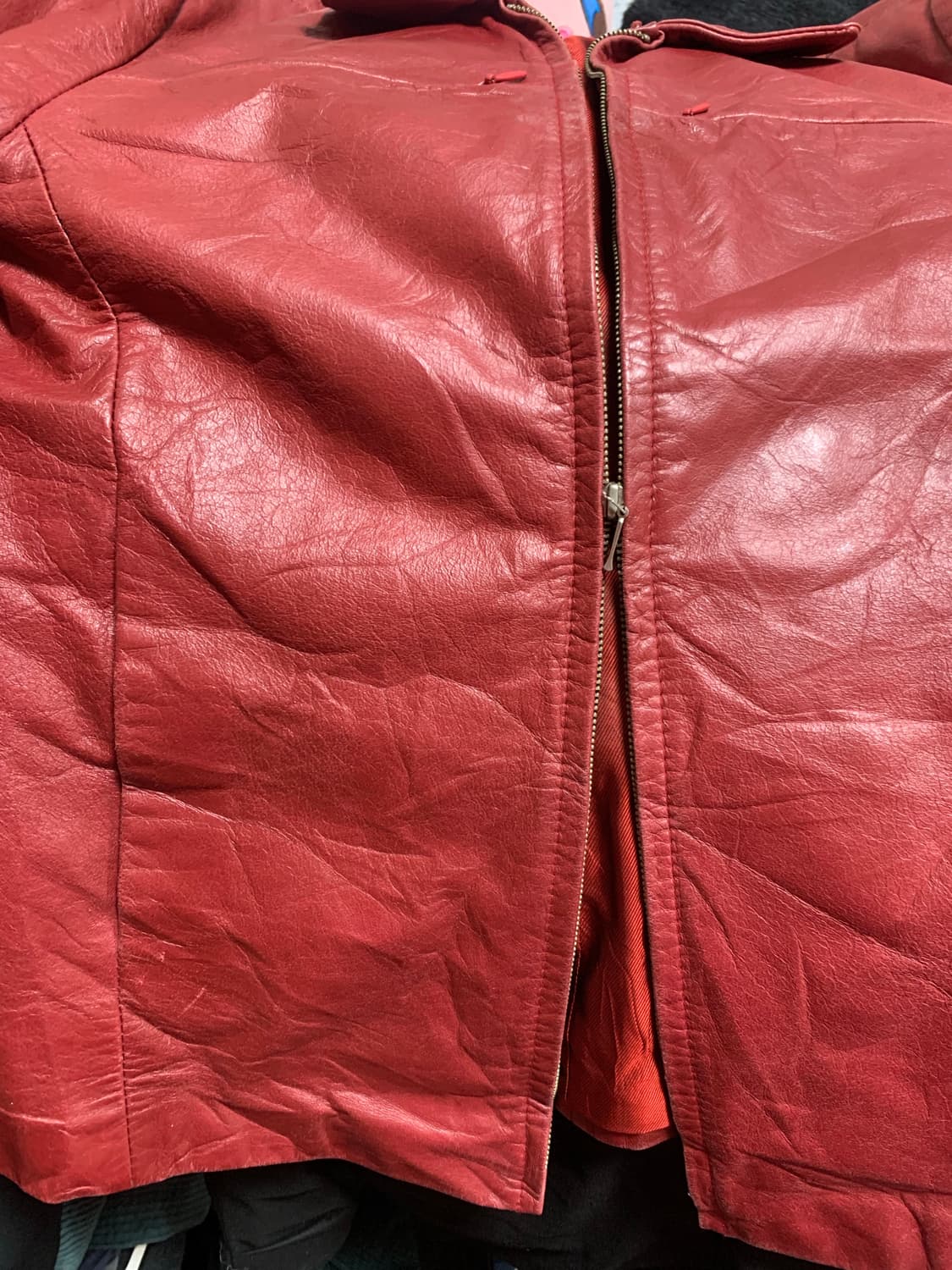빈티지 레드 레더 자켓 상품이미지10