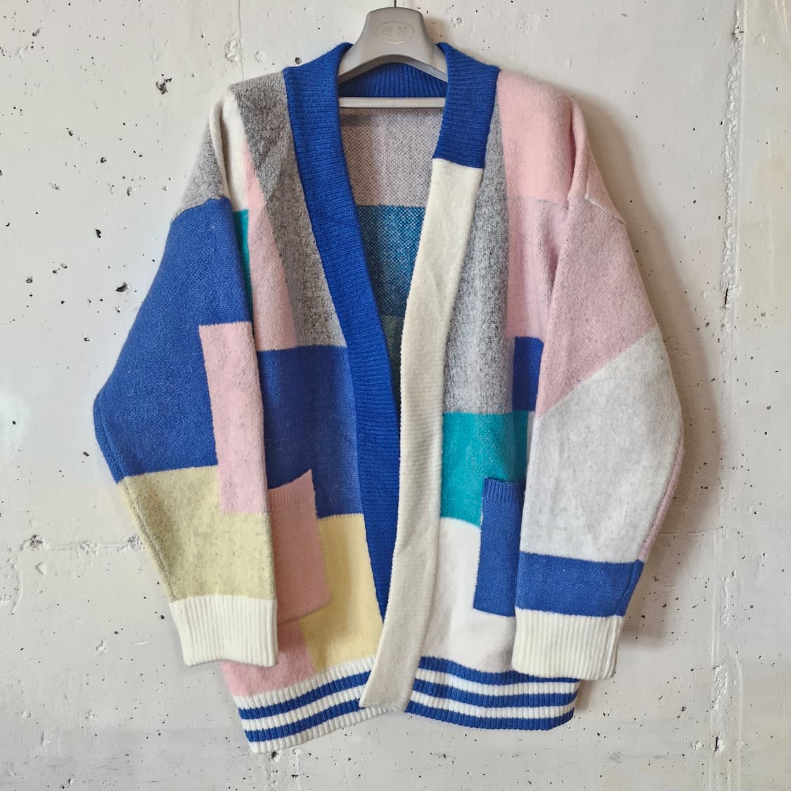 오버사이즈 컬러 블럭 가디건 상품이미지1