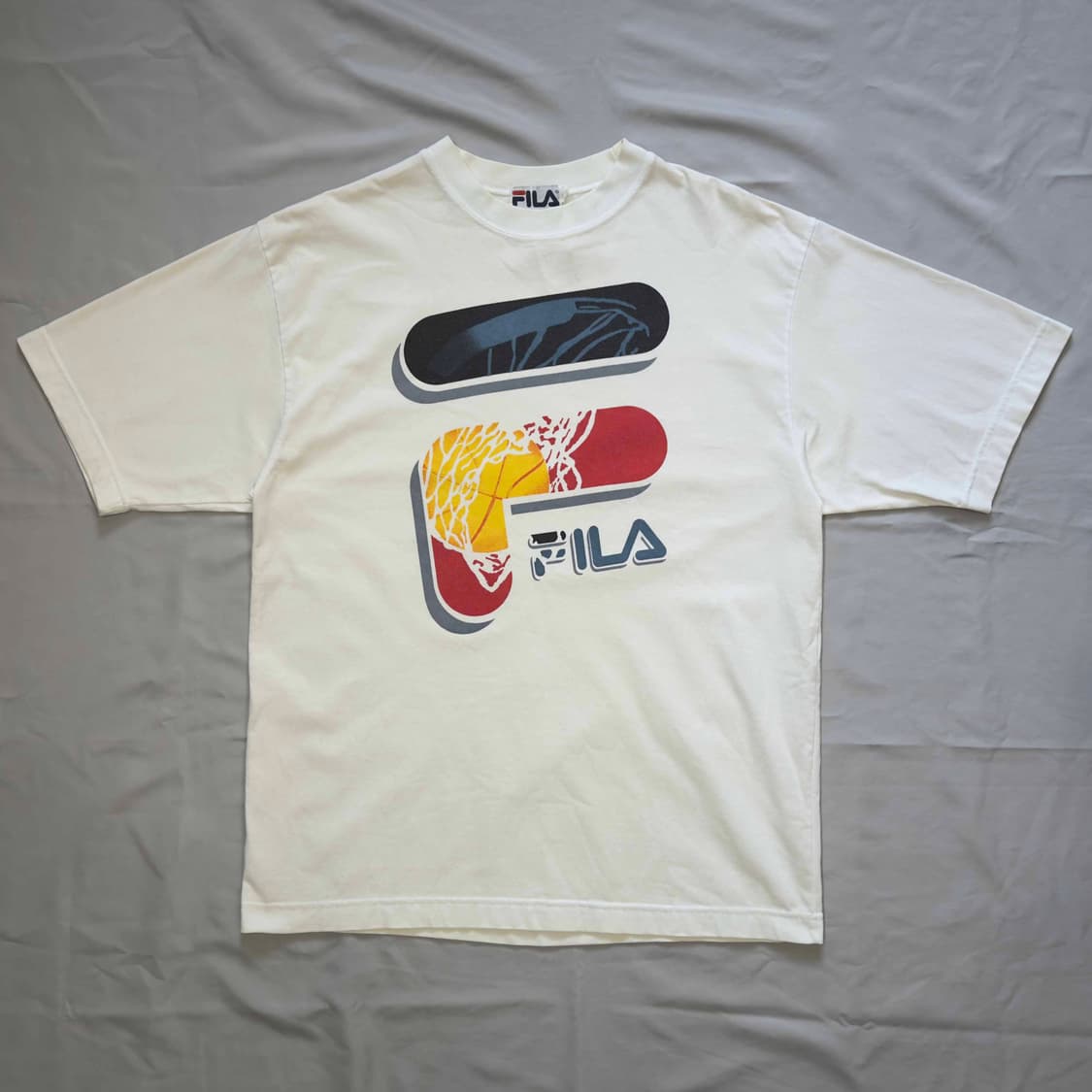90s FILA 휠라 프린팅 반팔 티셔츠 USA 상품이미지1