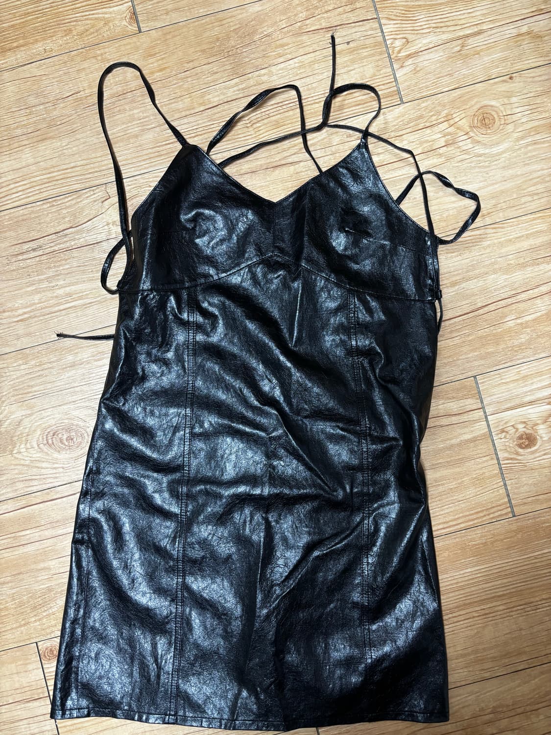 쿠어 페이크 레더 뷔스티에 드레스 상품이미지3