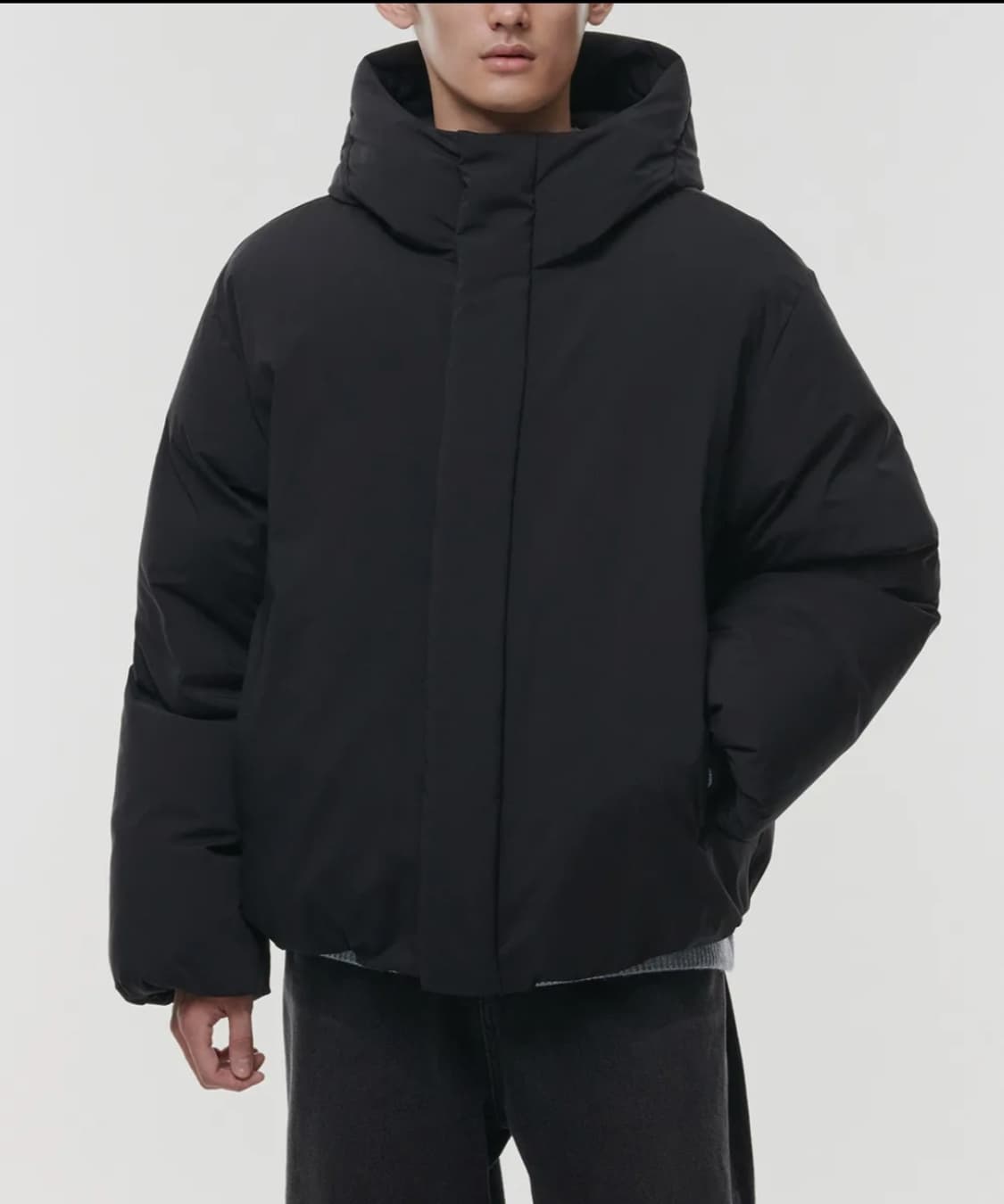 무탠다드 미니멀 후디드 패딩 블랙 상품이미지1
