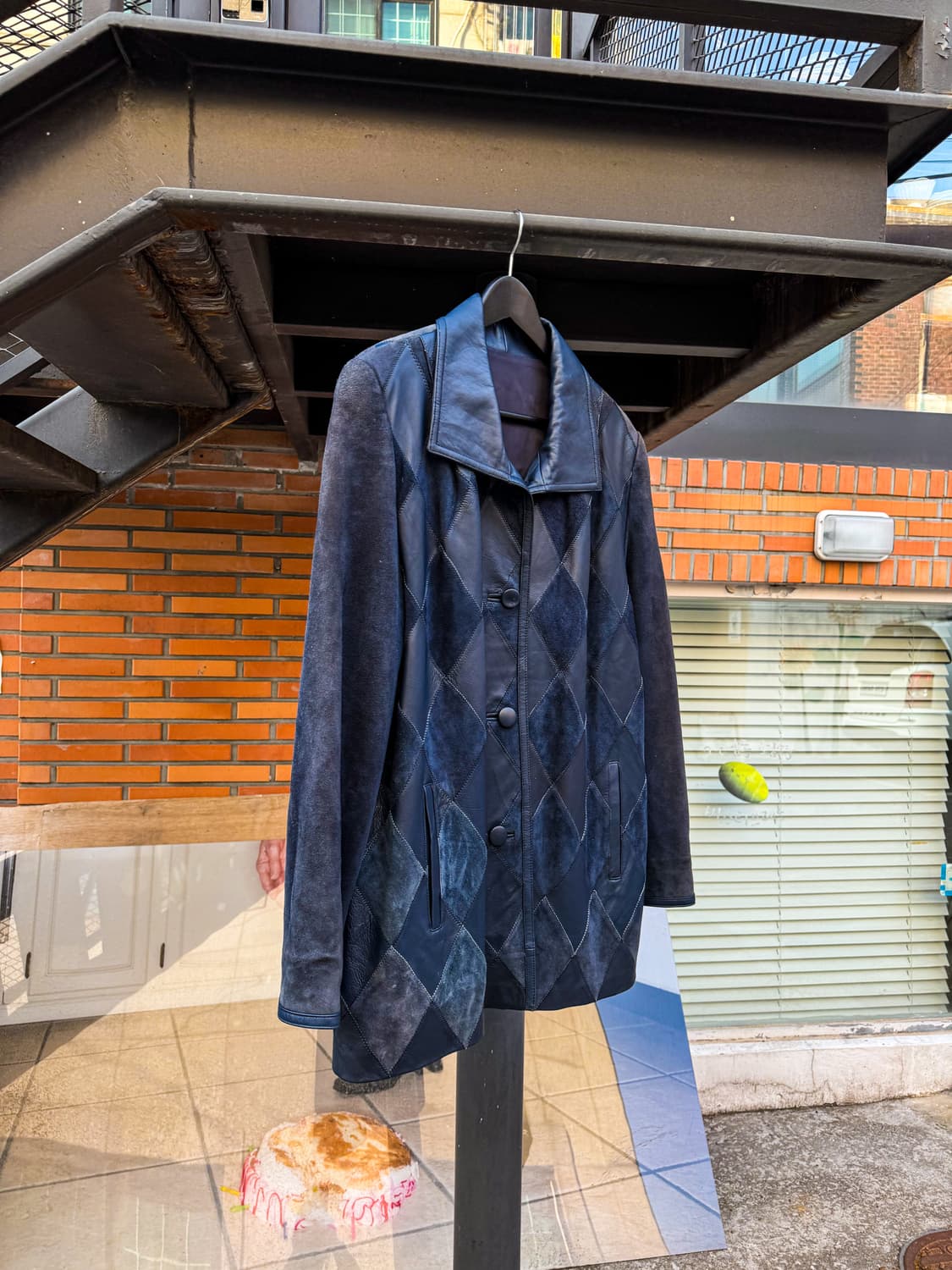 Diamond Patchwork Leather Jacket  상품이미지5