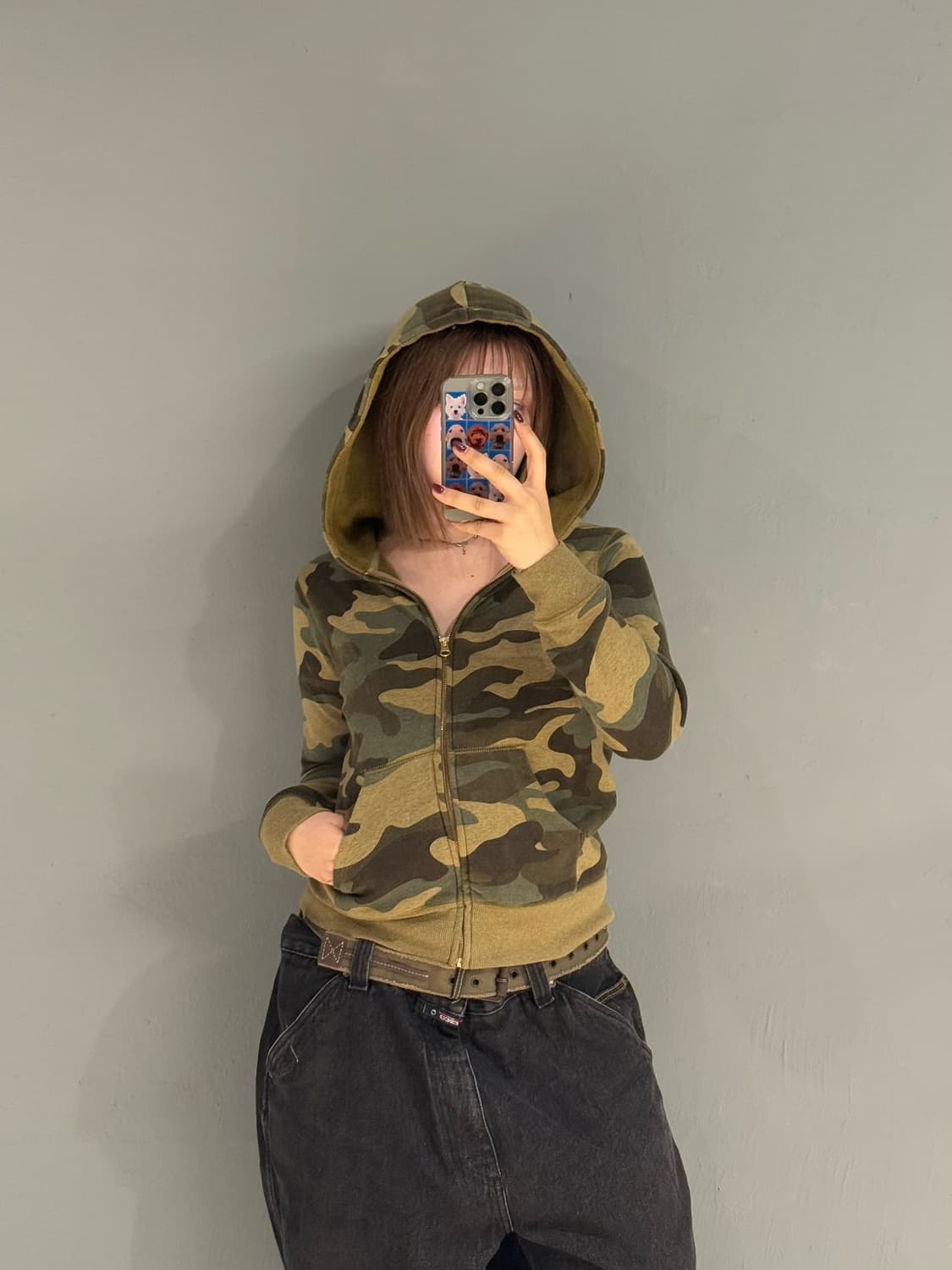 camo pattern hood zip-up 상품이미지1