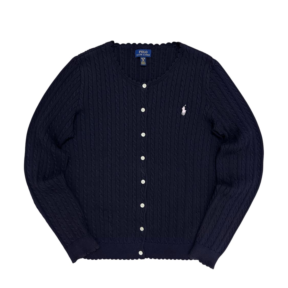 폴로 네이비 우먼스 핑크포니 케이블 가디건(XL(16)) 상품이미지1