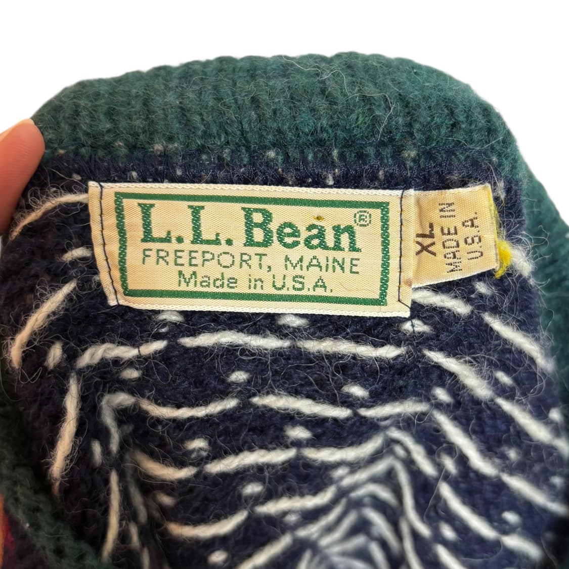 3668 엘엘빈 80s 노르딕 눈꽃 네이비 니트가디건 상품이미지5