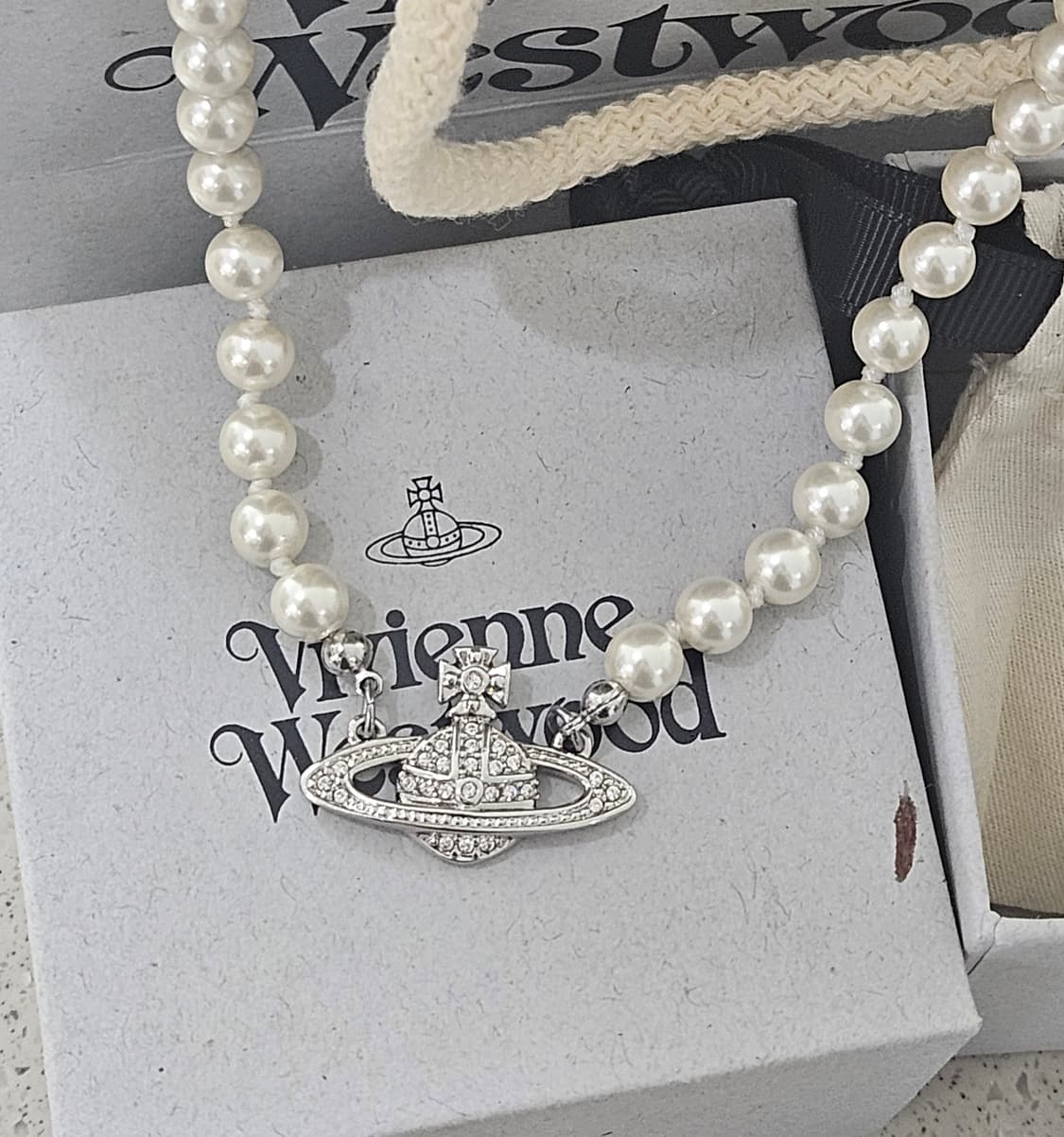 [미사용급] 비비안웨스트우드 진주 초커 목걸이 [정품] 상품이미지1