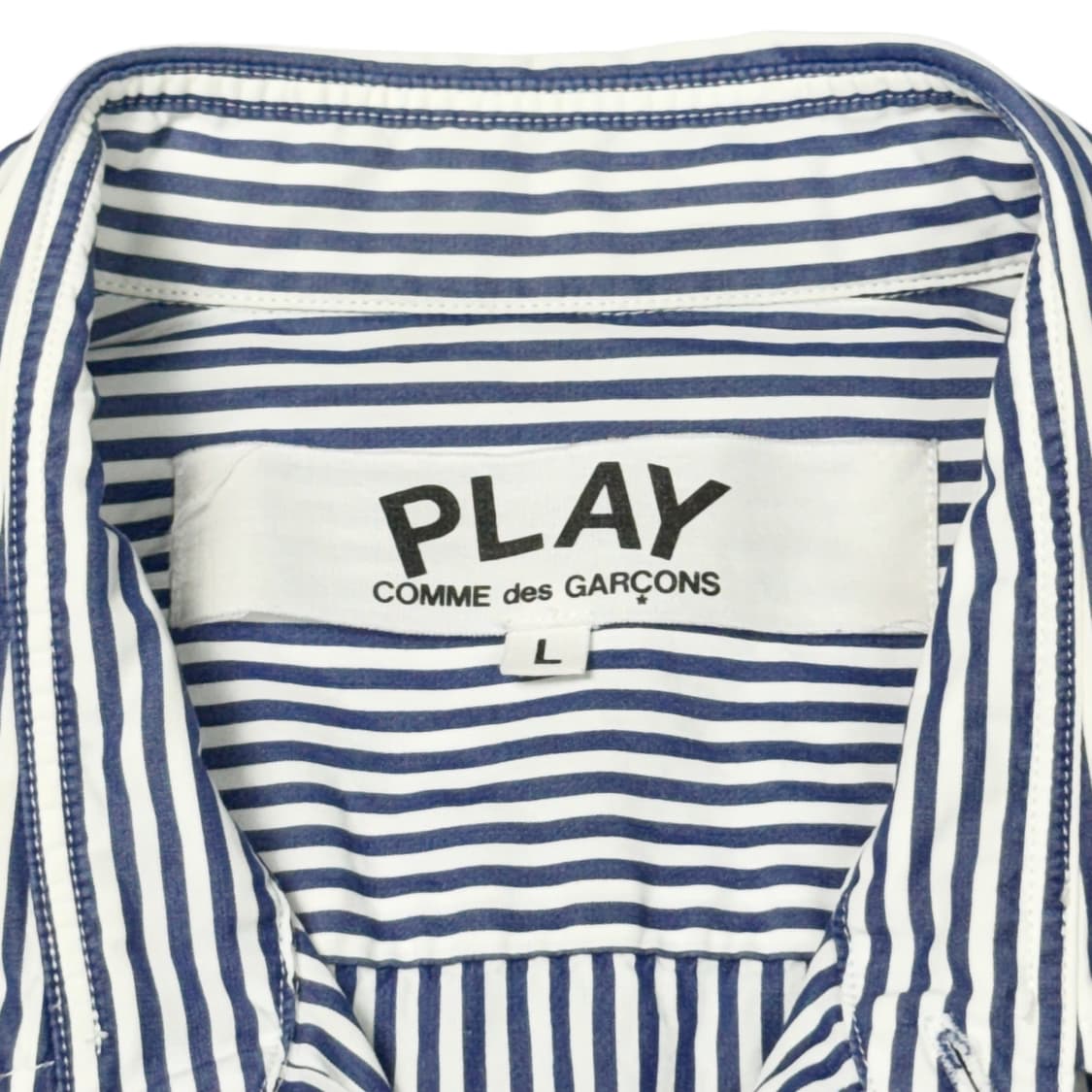 (L) 꼼데가르송 플레이 스트라이프 셔츠 블루 상품이미지3
