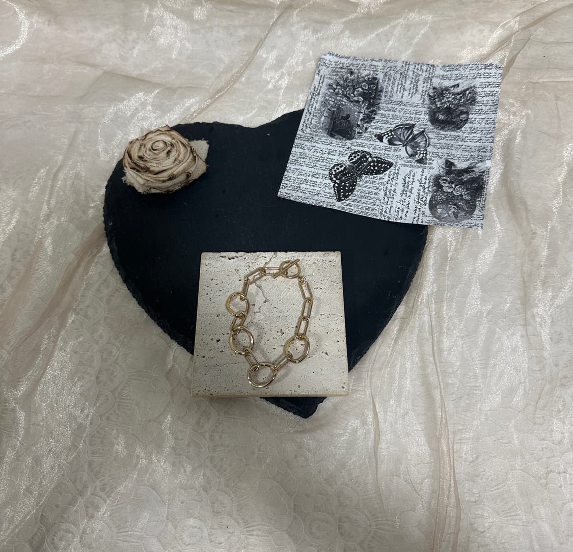 빈티지 메탈 링크 OT고리 팔찌 상품이미지1