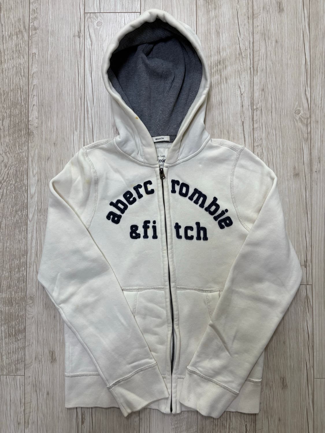 아베크롬비 딱붙핏 후드집업 화이트 상품이미지1