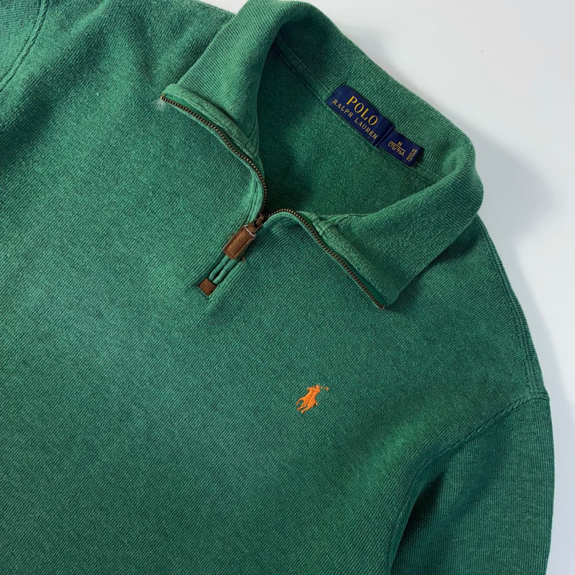 Polo   폴로 랄프로렌 자수 코튼 그린 반집업 니트 상품이미지3